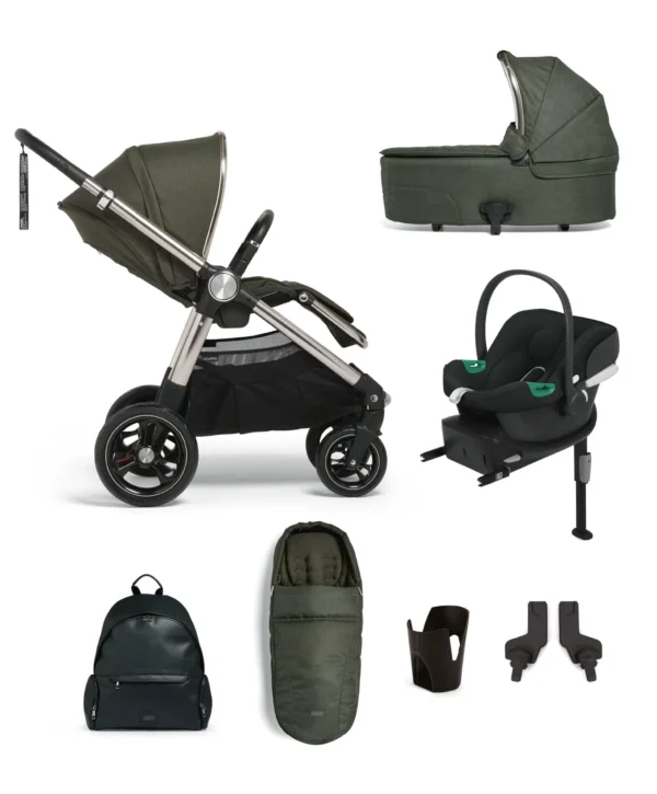 Ocarro Pushchair Bundle with Cybex Aton B2 i-Size Infant Car Seat (7 Pieces) - Hunter Green 61921HG01